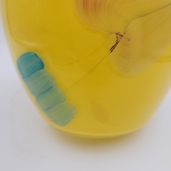 Bartlett Collins Yellow Handpainted Glass Cookie Jar MCM Handpainted VTG 9.5 in - Picture 8 of 16